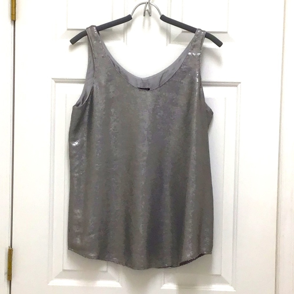 Eileen Fisher silver sequin tank top
